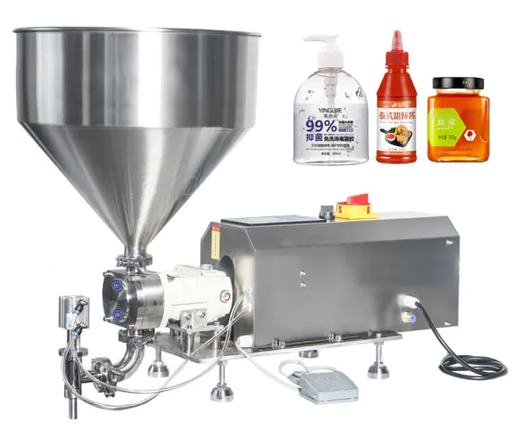 Rotor-lobe liquid filling machine for evaluating controlled transfer of viscous or shear-sensitive products